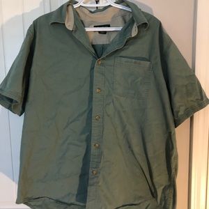 EDDIE BAUER Button Down Short Sleeve Men's Shirt Cotton Olive Green SU7107 XL